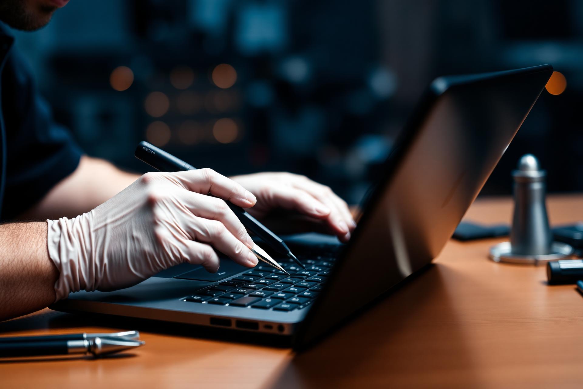 Technician repairing a laptop